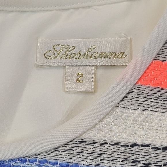 Shoshanna Simone Dress Stripe Fit & Flare Sleeveless Textured Linen Blend Mini 2 - Picture 11 of 15